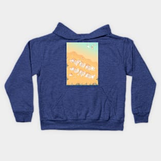 Beach, top view, summer accessories illustration Kids Hoodie